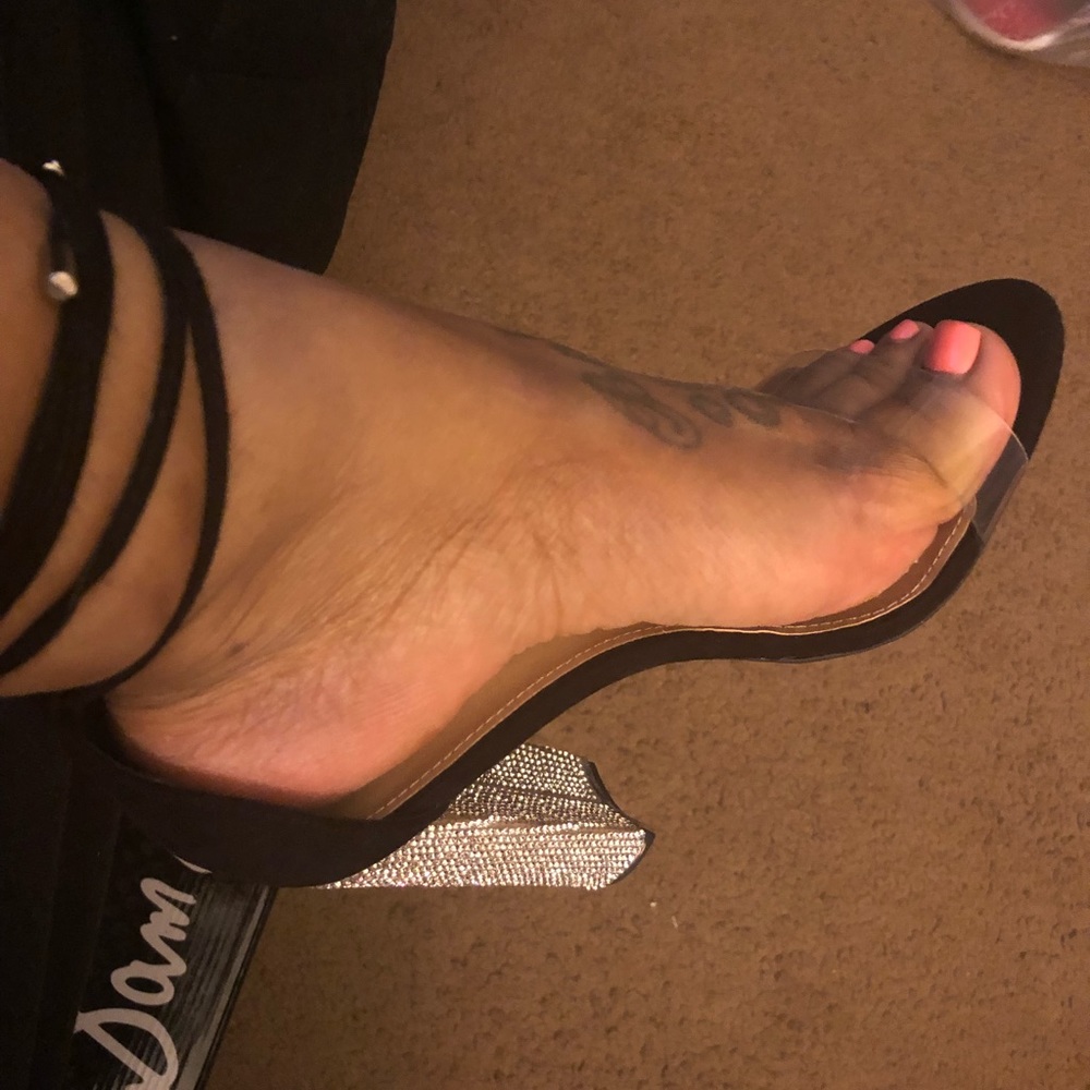 EGO Brand Ankle Strap Shoes - BLINGED OUT HEEL